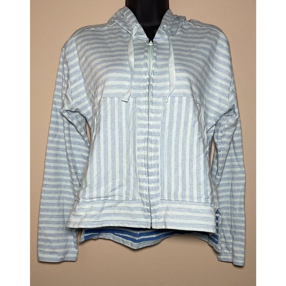Columbia Lightweight Jacket Size Medium Light Blue Striped Pattern
